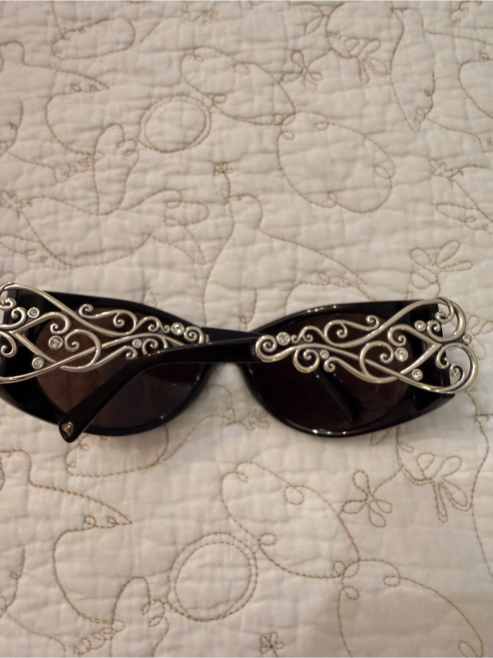 Brighton Sea of Love Black Silver Filigree Crystal Temples